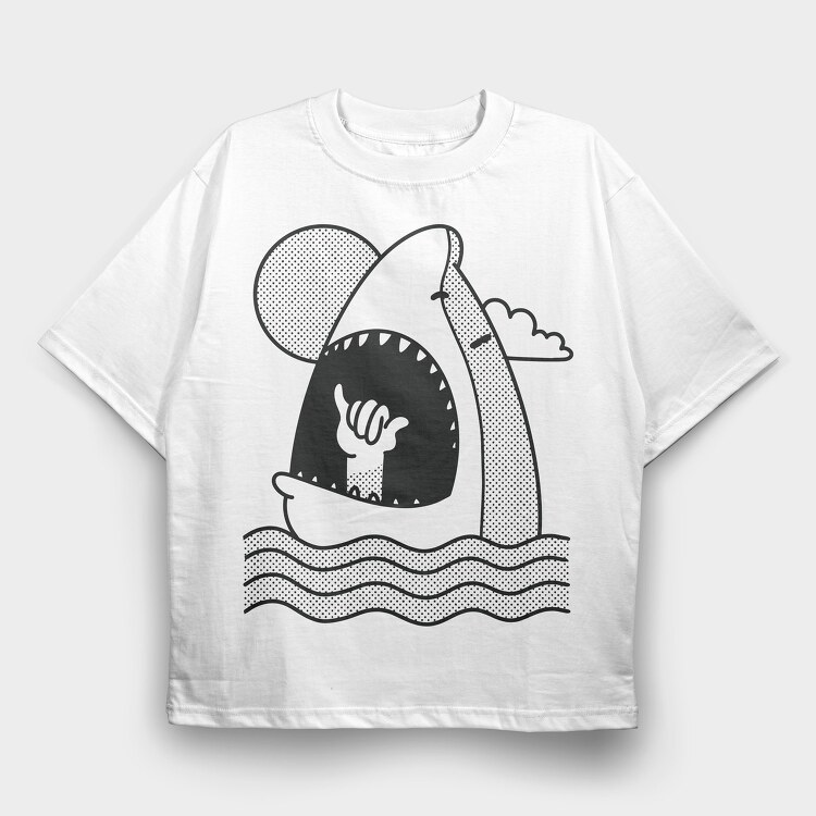 Shark Shaka, Tricou Oversize Barbati (Unisex)