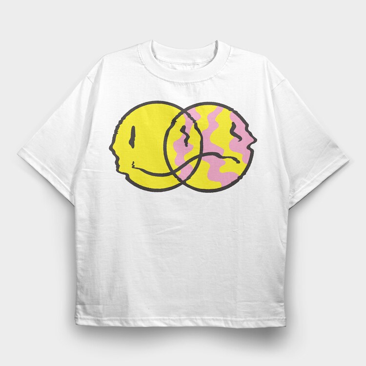Happy Sad Emoji, Tricou Oversize Barbati (Unisex)