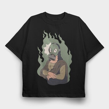 Mona Lisa Mask, Tricou Oversize Barbati (Unisex)