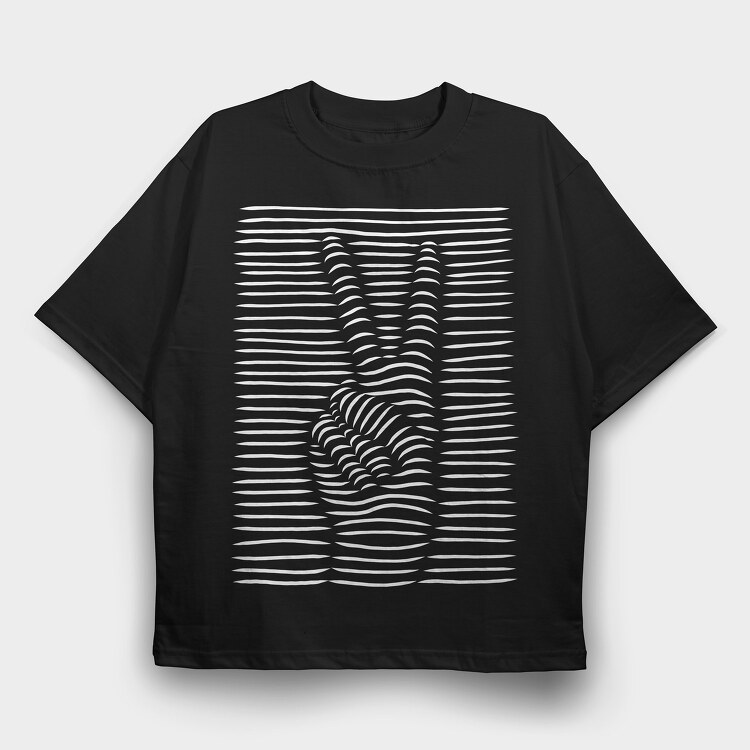Peace Sign 3D, Tricou Oversize Barbati (Unisex)