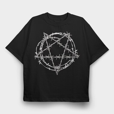 Barbed Wire Pentagram, Tricou Oversize Barbati (Unisex)