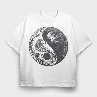 YingYang Crane Snake, Tricou Oversize Barbati (Unisex)