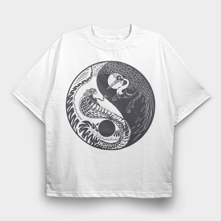 YingYang Crane Snake, Tricou Oversize Barbati (Unisex)