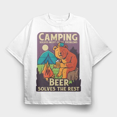 Camping and Beer, Tricou Oversize Barbati (Unisex)