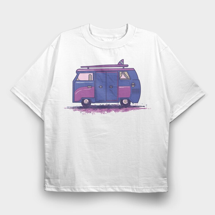 Camper Van Purple, Tricou Oversize Barbati (Unisex)