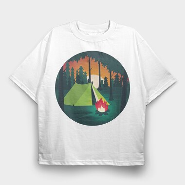 Camping Night, Tricou Oversize Barbati (Unisex)