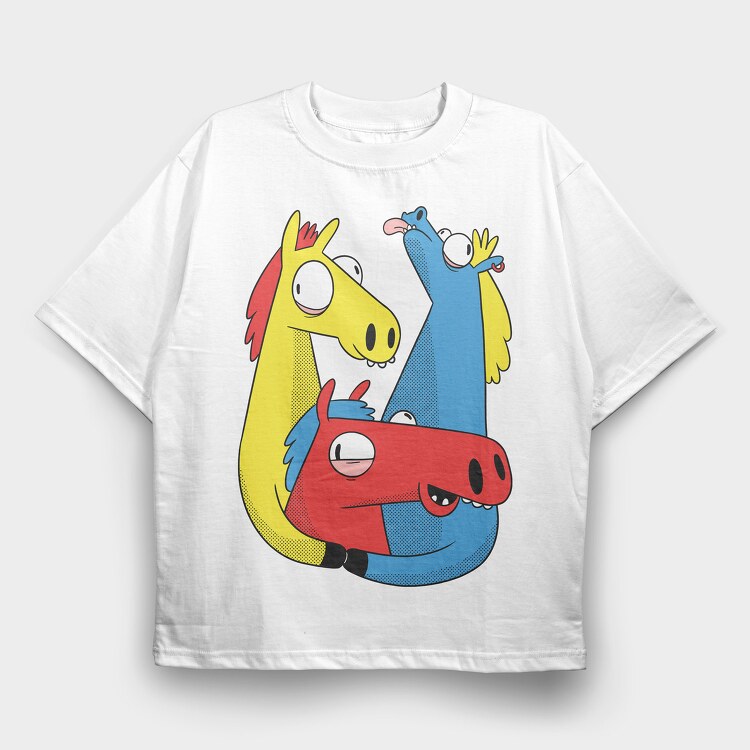 Crazy Horses, Tricou Oversize Barbati (Unisex)