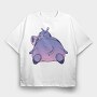Hippo Cartoon, Tricou Oversize Barbati (Unisex)