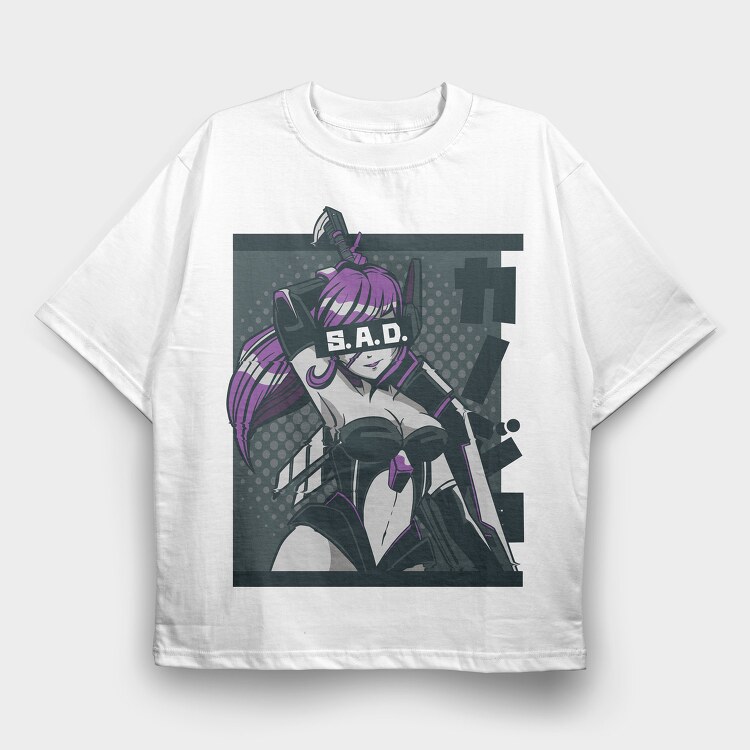 Girl SAD, Tricou Oversize Barbati (Unisex)
