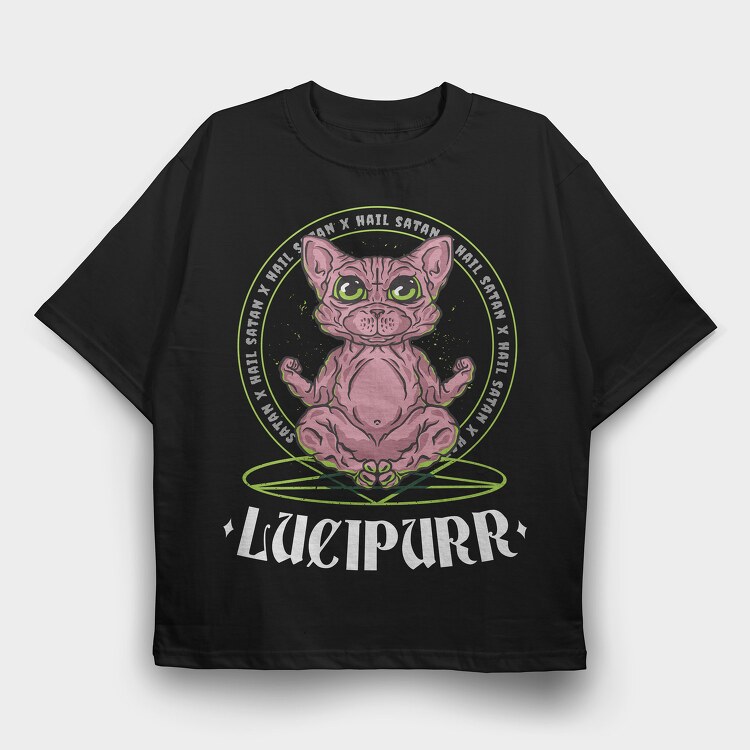Cute Cat Satan, Tricou Oversize Barbati (Unisex)