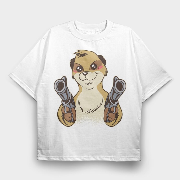 Meerkat Gun, Tricou Oversize Barbati (Unisex)