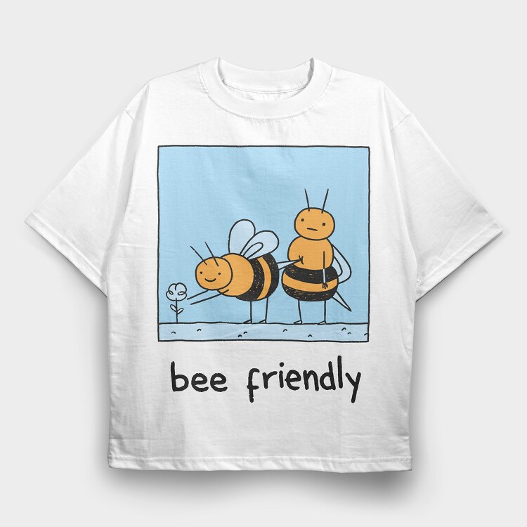 Friendly Bee, Tricou Oversize Barbati (Unisex)