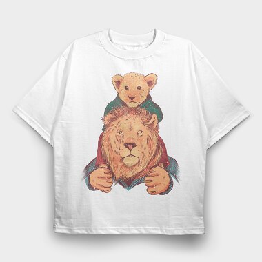 Father And Son Lion, Tricou Oversize Barbati (Unisex)