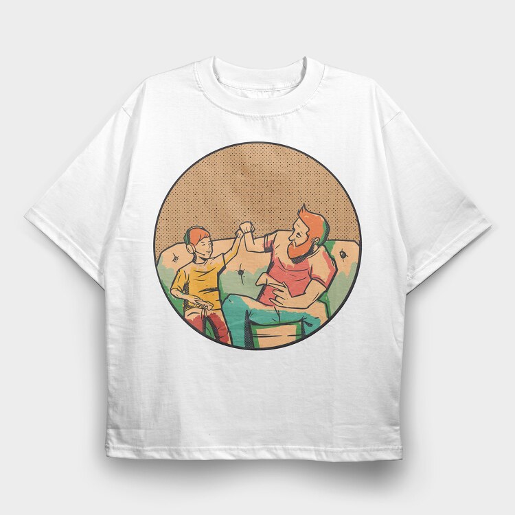 Dad Gamer And Son, Tricou Oversize Barbati (Unisex)
