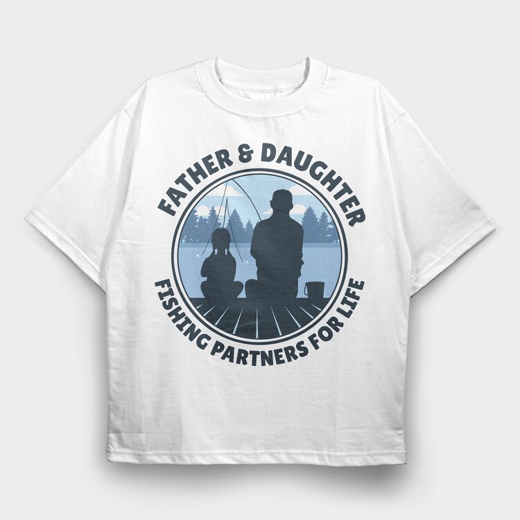 Father And Daughter Fishing, Tricou Oversize Barbati (Unisex)