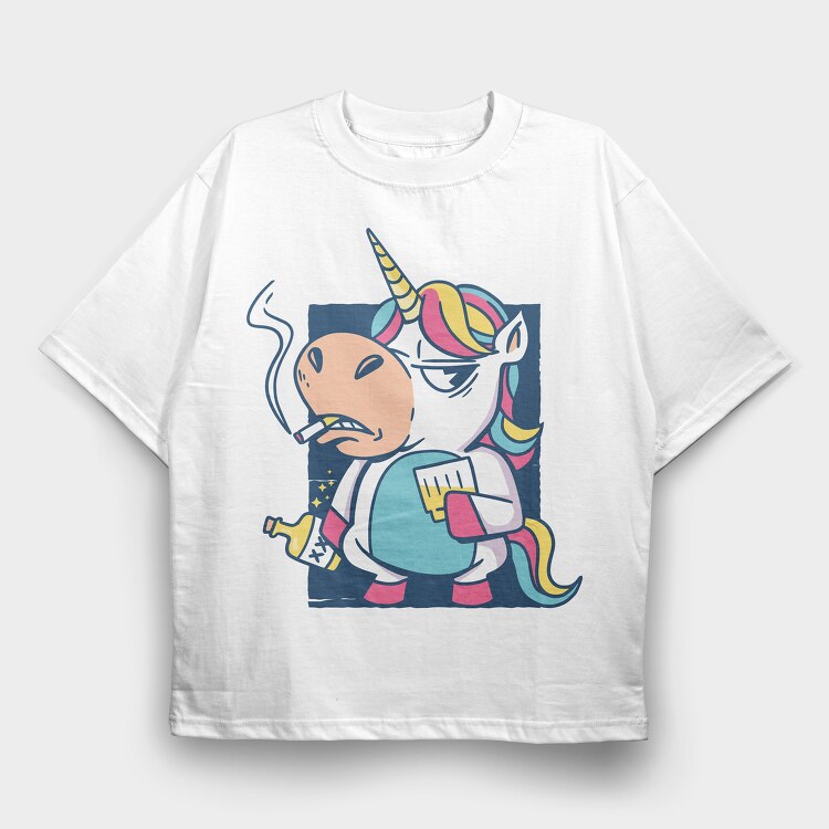 Bad Habits Unicorn, Tricou Oversize Barbati (Unisex)