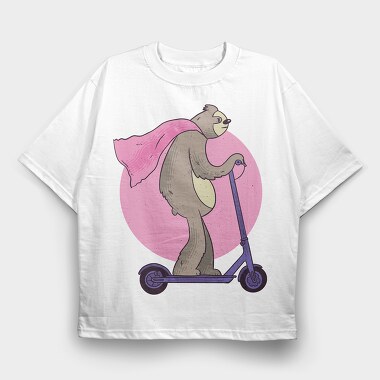 Scooter Sloth, Tricou Oversize Barbati (Unisex)