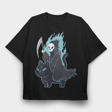 Reaper And Cat, Tricou Oversize Barbati (Unisex)
