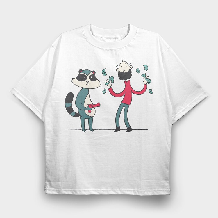 Raccoon Guy, Tricou Oversize Barbati (Unisex)