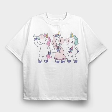 Drunk Unicorns, Tricou Oversize Barbati (Unisex)