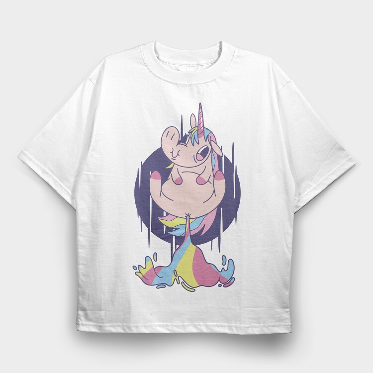 Funny Unicorn, Tricou Oversize Barbati (Unisex)