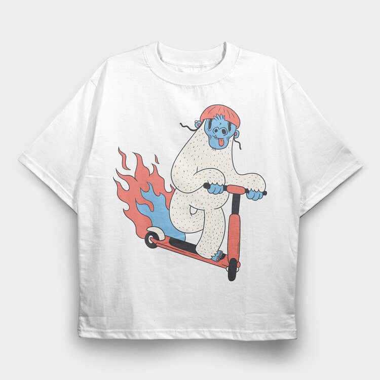 Yeti Scooter, Tricou Oversize Barbati (Unisex)
