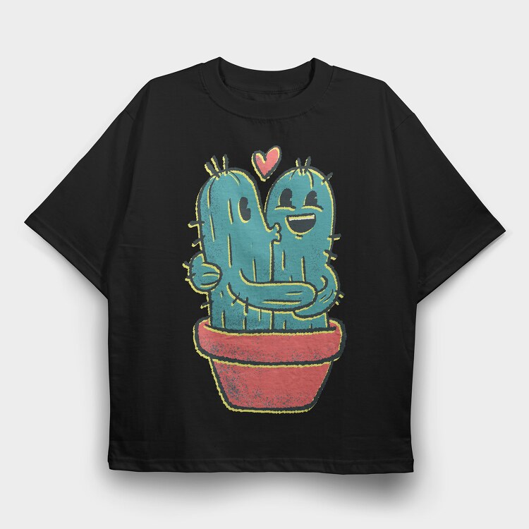 Cactus Couple, Tricou Oversize Barbati (Unisex)