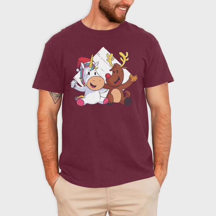 Unicorn Deer Christmas, Tricou Barbati (Unisex)