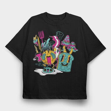 Psychedelic Breakfast, Tricou Oversize Barbati (Unisex)
