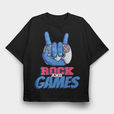 Rock And Games, Tricou Oversize Barbati (Unisex)
