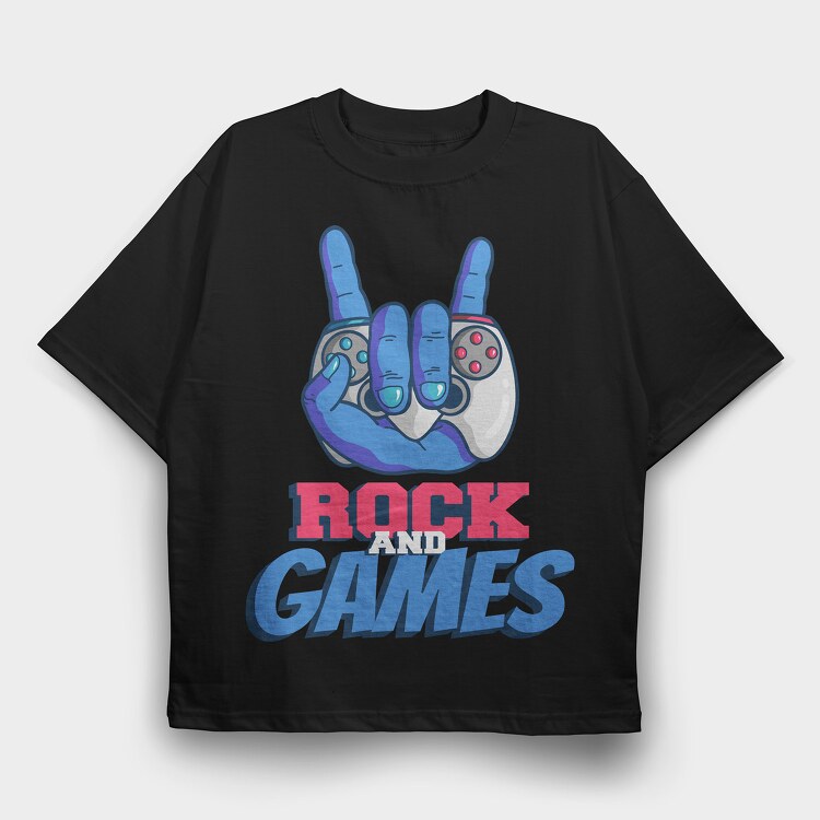 Rock And Games, Tricou Oversize Barbati (Unisex)