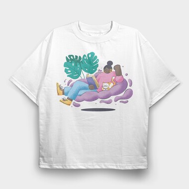 Girl Reading, Tricou Oversize Barbati (Unisex)