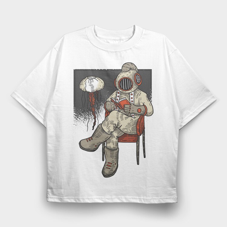 Reading Diver, Tricou Oversize Barbati (Unisex)