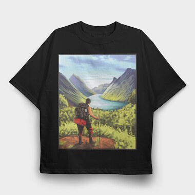 Hiker Landscape, Tricou Oversize Barbati (Unisex)