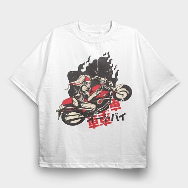 Motorcycle Girl, Tricou Oversize Barbati (Unisex)