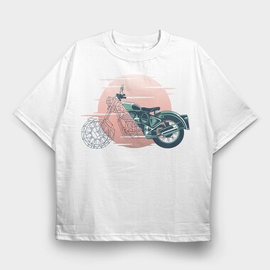 Vintage Geometric Motorbike, Tricou Oversize Barbati (Unisex)