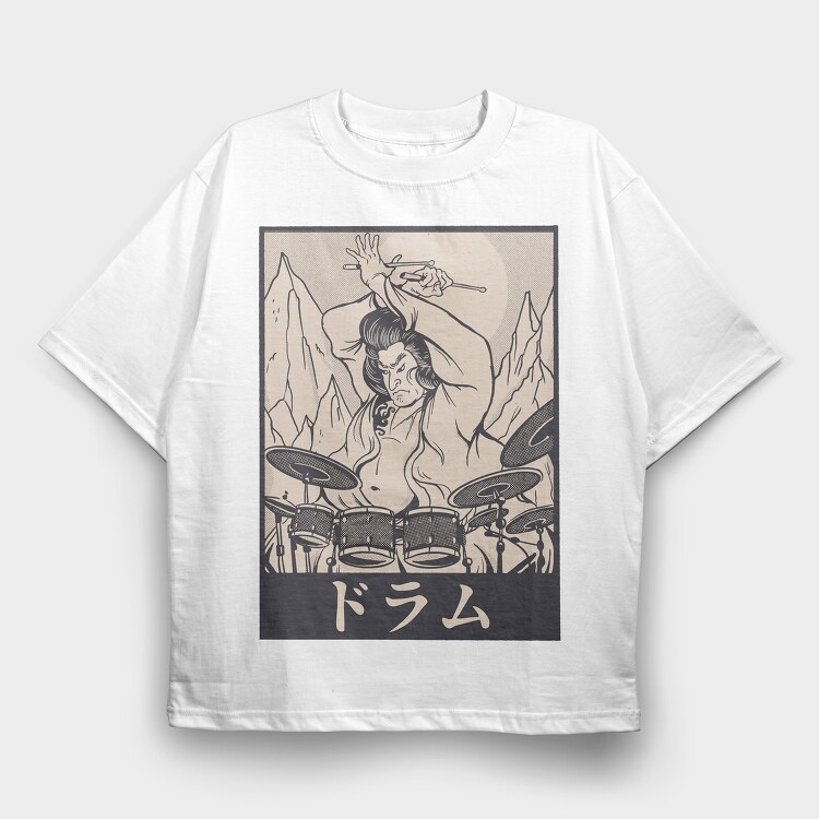 Samurai Drummer, Tricou Oversize Barbati (Unisex)
