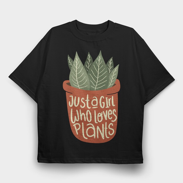 Girl Who Loves Plants, Tricou Oversize Barbati (Unisex)