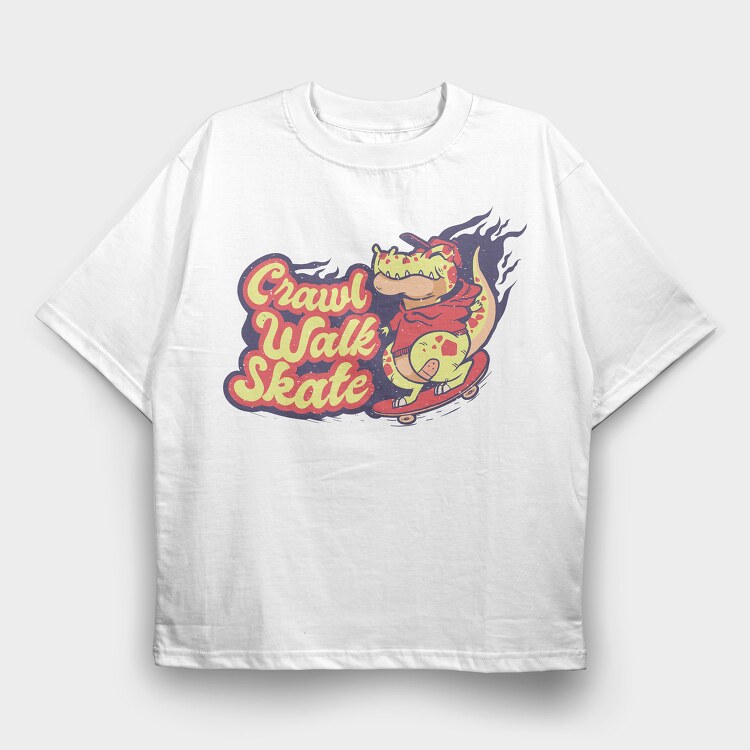 Skating Dino, Tricou Oversize Barbati (Unisex)