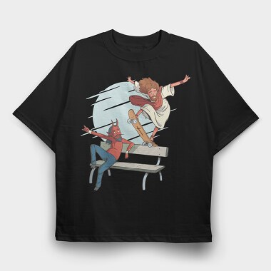 Jesus Devil Skate, Tricou Oversize Barbati (Unisex)