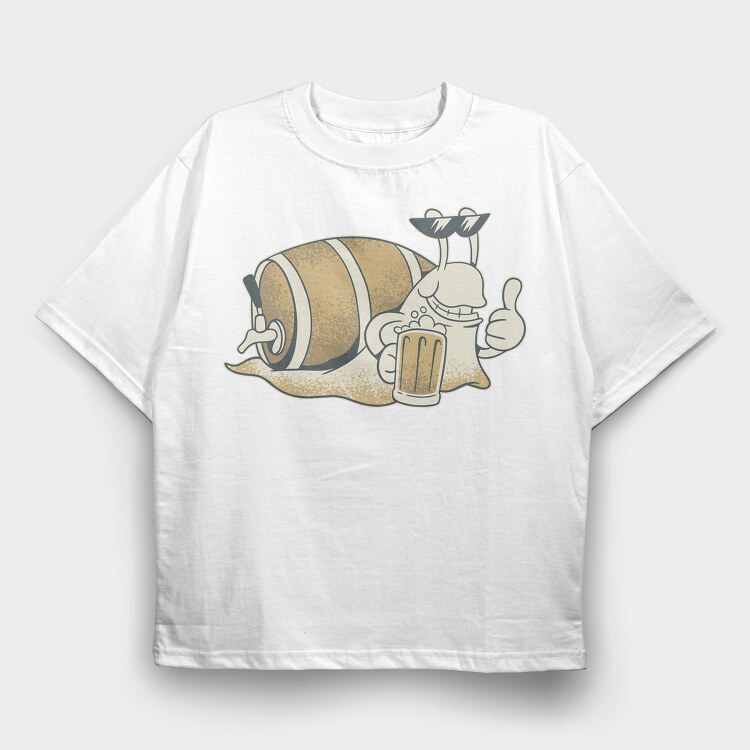Snail Beer, Tricou Oversize Barbati (Unisex)