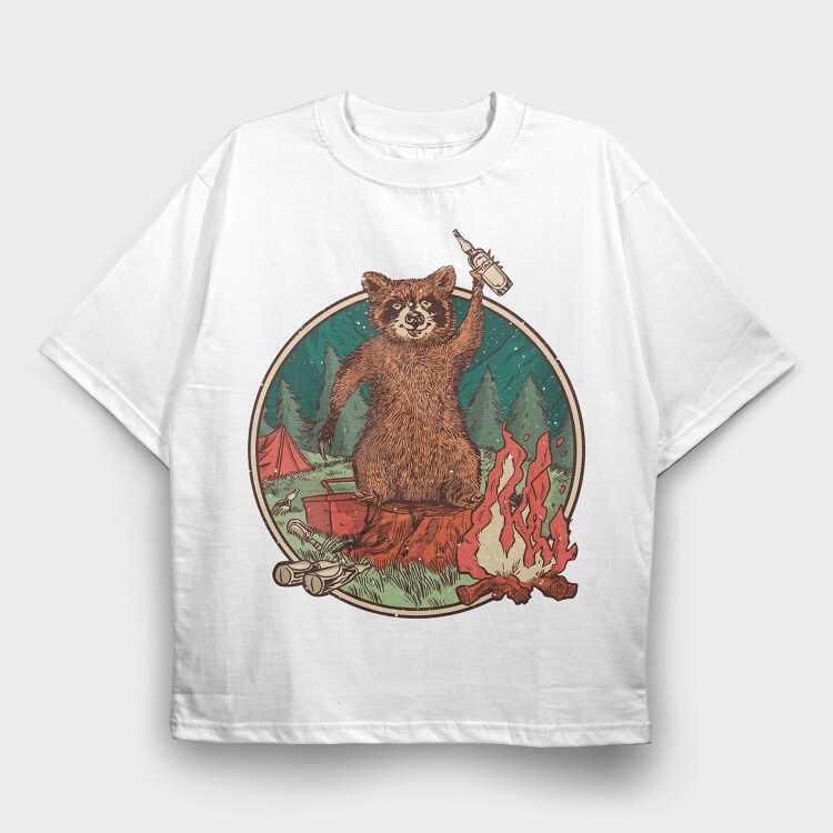 Raccoon Beer, Tricou Oversize Barbati (Unisex)