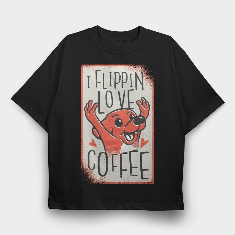 Dog Coffee, Tricou Oversize Barbati (Unisex)