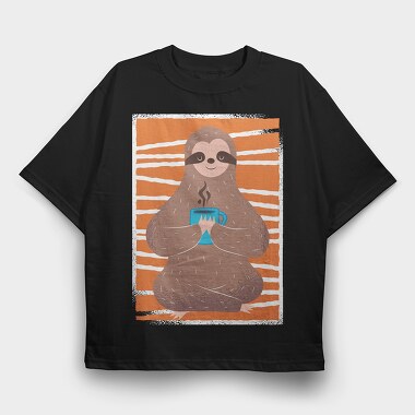 Sloth Coffee, Tricou Oversize Barbati (Unisex)