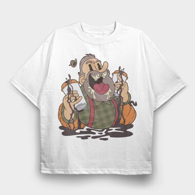 Cartoon Coffee Pumpkin, Tricou Oversize Barbati (Unisex)