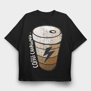 Coffee Charging, Tricou Oversize Barbati (Unisex)