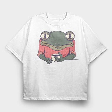 Frog Coffee, Tricou Oversize Barbati (Unisex)