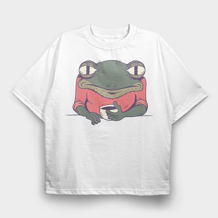 Frog Coffee, Tricou Oversize Barbati (Unisex)