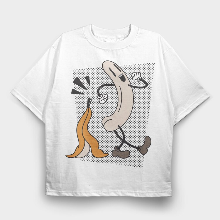 Naked Banana Retro, Tricou Oversize Barbati (Unisex)
