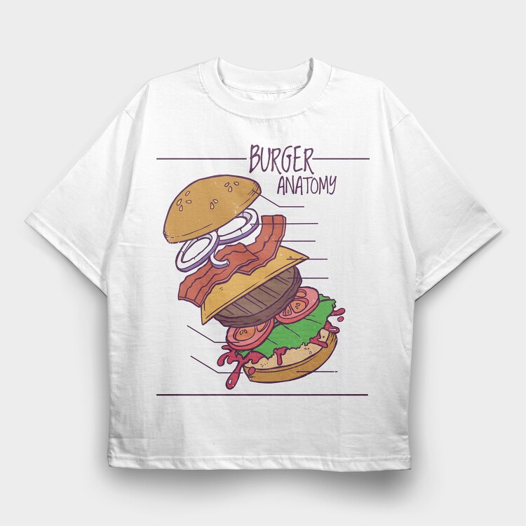 Burger Anatomy, Tricou Oversize Barbati (Unisex)